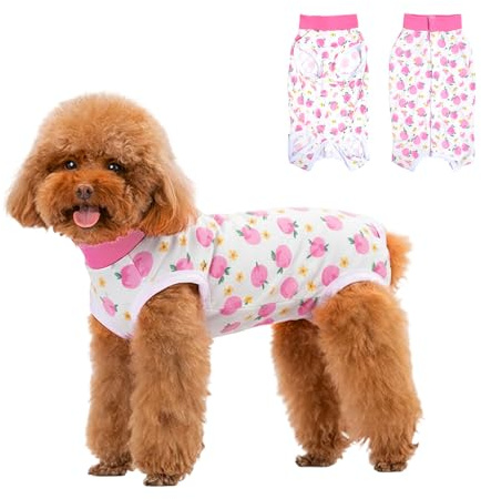 FEimaX Traje de Recuperación para Perros, Chaleco de Recuperación Después de la Cirugía para Gatos Hembras Machos, Body Perro Transpirable Protector de Heridas Abdominales
