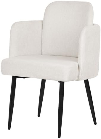 ML-Design Matsalsstol Köksstol Beige Tygklädsel Stoppad Stol med Armstöd Rattinlook Ryggstöd Ergonomisk Loungestol Vardagsrumsfåtölj Metallben Komfortabel Modern Praktisk Stol för Matsal och Hem
