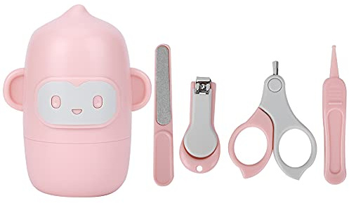 DGLDCSHUAI Cortaúñas para bebés Lima de uñas Tijeras Pinzas Juego de herramientas de manicura infantil Kit de aseo (Mono orejudo tijeras de uñas-cereza que cae)