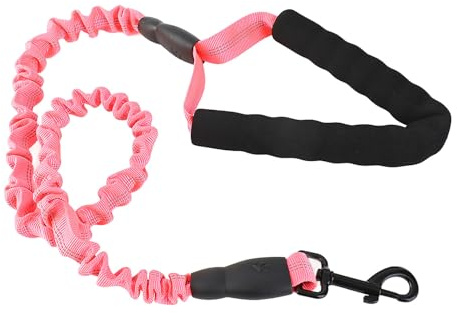 Chien Traction Rope Pets Chiens Laisse élastique Anti Pull Choc Absorbant Bungee Laisse Chien Premium Strong Chien Élastique avec poignée de contrôle de la circulation - poignée en mousse(rose)