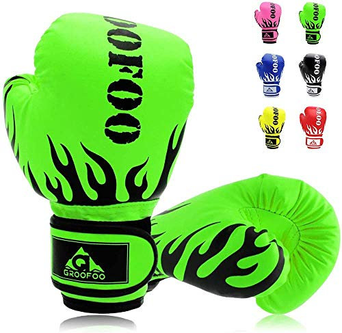 GROOFOO Boxhandschuhe Kinder, Boxhandschuhe für Kinder 3 bis 14 Jahre, 4oz 6oz Kinder Box Handschuhe zum Boxsack Sparring Training, MMA, Muay Thai, Kickboxen & Kampfsport