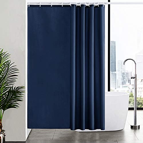 Furlinic Tende Doccia Anti-Muffa Tessuto in Poliestere Blu Navy Tende Doccia Angolare Impermeabile Lavabile Tenda Vasca da Bagno con 12 Ganci Tenda doccia 180x200cm.