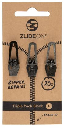ZlideOn Reißverschluss Zipper Ersatz Reparatur Set – Schwarz Reißverschluss Reparieren Universal Multipack (3 pack) - Reissverschluss-Reparatursetuniversell Einsetzbar