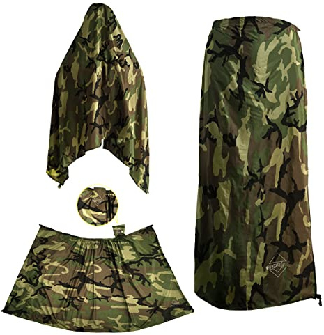 onewind Camo regnkjol för män och kvinnor, halv poncho, vattentät, ultralätt silnylon, regnbyxor, kilt, vindtät, regnkläder, foder för armén, militray, vild camping, vandring, backpacking, kamouflage