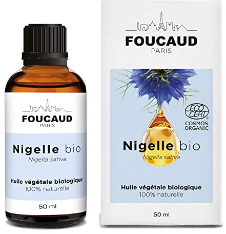 FOUCAUD | Huile végétale de Nigelle | Nigella sativa | BIO | 100% naturelle | Apaisante | Purifiante | Tonifie le cuir chevelu | 50 ml | Marque Française depuis 1946