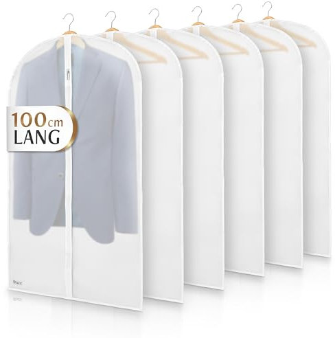 Bruce.® 6x Kleidersack Transparent 100×60 cm – Atmungsaktive Kleiderhüllen aus PEVA für Anzug, Mantel, Kleid & Jacke – Für Reise & Aufbewahrung