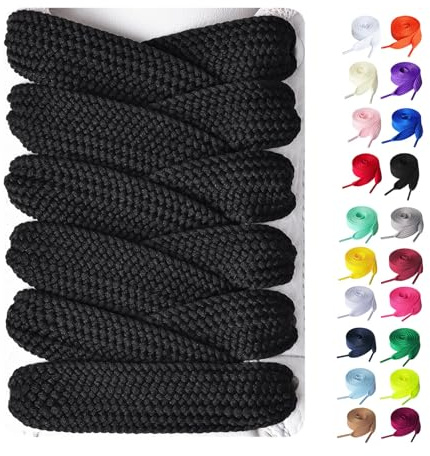 Booyckiy 2 Pairs Fat Sneakers Shoe Laces, 15mm Wide Athletic Shoelaces, Shoe Strings Black 47 inch(120cm)