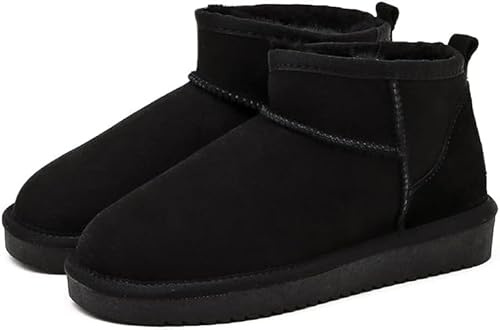 cutecool Mini bottes pour femme, mini bottines classiques avec doublure en fourrure, bottes d'hiver chaudes doublées de fourrure avec revêtement antidérapant, Noir, 38 EU