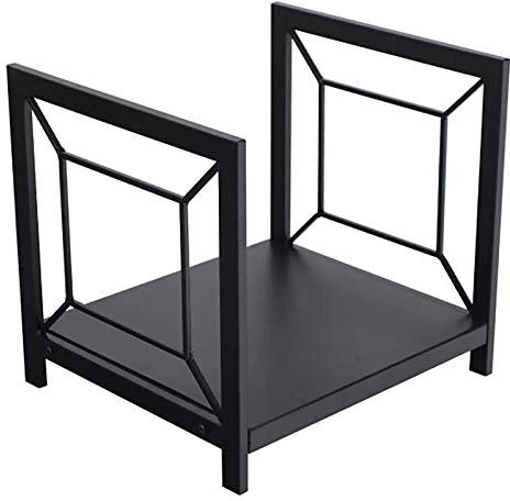 Portalegna per caminetto moderno e semplice, altezza 38 cm, portalegna in ferro battuto nero per interni ed esterni, facile montaggio