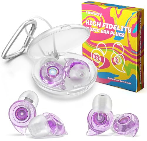 Tappi per le orecchie da concerto, 2 paia di tappi per le orecchie ad alta fedeltà per riduzione del rumore con filtro acustico, 24 dB, tappi per le orecchie in silicone per concerti, festival