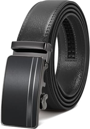 WERFORU Cintura da uomo, Cintura in pelle a sgancio rapido regolabile 3,5 cm, Cintura automatica da uomo per abito o jeans, B-nero, 145 cm(für Taillenumfang 105-125cm)