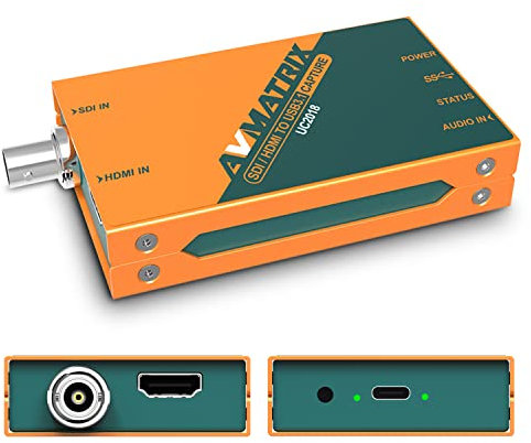 AVMATRIX UC2018 SDI/HDMI zu USB3.0 Capture Karte Unkomprimiertes Capture mit1080p60 ultraniedriger Latenz auf PS5/Pro, PS4/Pro, Xbox Series X/S, Xbox One X/S, in OBS und weiteren Programmen