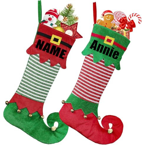 Calze di Natale,YouXiaor 2PCS Grande Calza Regalo Di Natale,Calza Befana Personalizzata Calze Natalizie da Appendere Calza Befana Vuota Idea Regalo per Epifania Natale Decoraizione Natalizia per Camin