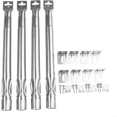 Honseadek Juego de 4 quemadores de barbacoa de acero inoxidable, longitud ajustable de 35 a 42 cm, apto para piezas de repuesto para barbacoas de gas, diámetro de agujero de 11 mm