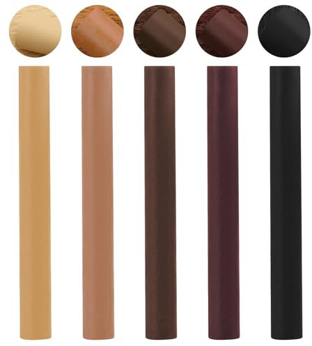 5 Pack Wax Filler Wood Repair Sticks, Light to Dark Brown Oak Wood Scratch Repair Crayons, Multi-Surface Wood Filler for Furniture Scratch Wooden Floor Table Door Guitar Scratches Holes, Eco-Friendly