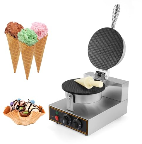MáQuina De Gofres eléctrica comercial para hacer conos de helado, 1200 W, rango de temperatura de 50 °C a 300 °C, ideal para rollitos de primavera o tortillas, salas de repostería, restauran