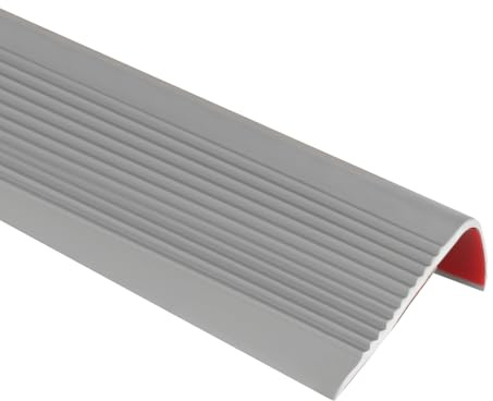Bordo antiscivolo per scale, 5 metri/10 metri, profilo autoadesivo flessibile, in gomma PVC, per interni ed esterni (grigio, 5 m)