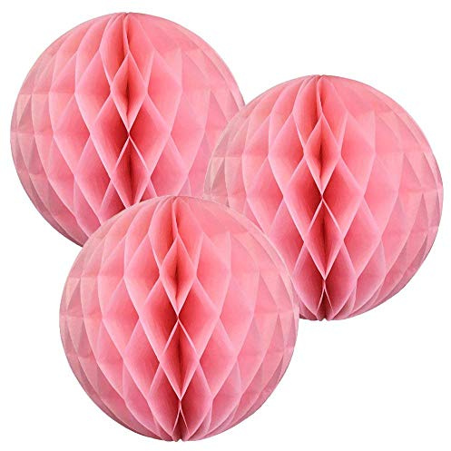 8(20CM) Paper Honeycomb Balls (Pack of 3) Several Colours Available (Baby Pink)