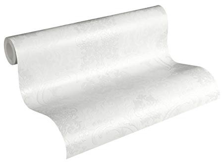 A.S. Création Papier peint baroque noir et blanc non tissé avec paillettes 10,05 m x 0,53 m blanc 361661