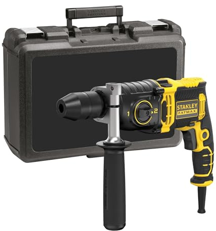Stanley FatMax 2-Gang-Schlagbohrmaschine FMEH850K (850 Watt, 2-teiliges 13 mm Metall-Schnellspannbohrfutter, variable Drehzahl, Rechts-/Linkslauf, robustes Getriebe- und Schlagwerk, inkl. Koffer)