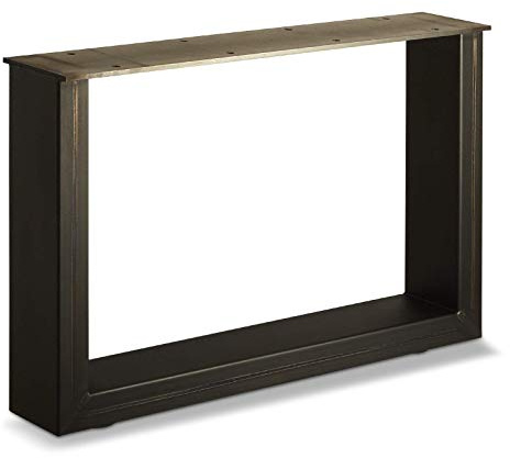 SOTECH Design Tischgestell KUFE 400 x 600 mm Rohstahl Industrial/Vintage Look natur lackiert bis 250 Kg Belastbarkeit höhenverstellbar Tischunterbau Tischunterbaugestell