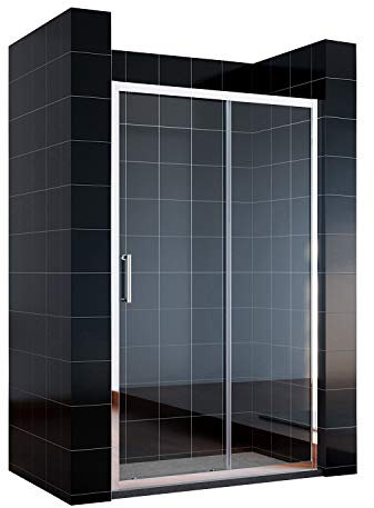 SONNI Schiebetür Dusche 120 cm Duschtüren Duschabtrennung Glasschiebetür Höhe 185 cm Klarglas Duschwand Duschkabine