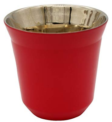 Abcsea 1 Stück Espressotassen Aus Edelstahl, Kaffeetasse aus Edelstahl, Mokkatassen Edelstahl, Doppelwandige Kaffeetassen Espressobecher, Rot 80ml
