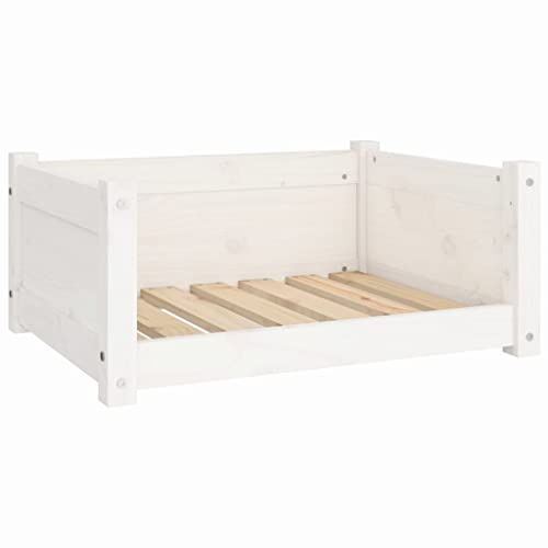 vidaXL Cama para Perros Blanca 65,5x50,5x28 cm Madera Maciza de Pino
