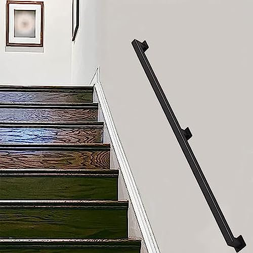 Lonmrrton Pasamanos Moderno para Escaleras Interiores, Escalera Cuadrada Negra Barandillas Pasamanos Barra De Seguridad De Hierro Forjado De Metal con Soporte De Pared, Antideslizante (Size : 570cm)