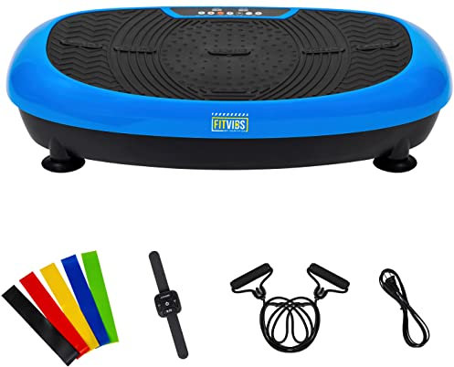 Fitvids Vibration Plate Exercise Machine Workout Vibration Fitness Platform with Resistance Loops and Resistance Band, 2D