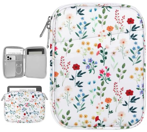 Vinabilia 6-7 Protectrice Housse pour 7 Nouveau Kindle Paperwhite et Kindle Colorsoft Signature Edition, 6 Kindle 11e Génération, Sac de Transport pour Kindle Oasis E-Reader,Bouquet de Fleurs