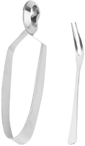 IMIKEYA 2 Pinces À Escargots Et Fourchette À Escargots En Acier Inoxydable Pince À Fruits De Mer Clip De Service Alimentaire Ustensile De Cuisine Pour Le Barbecue Et Le Service