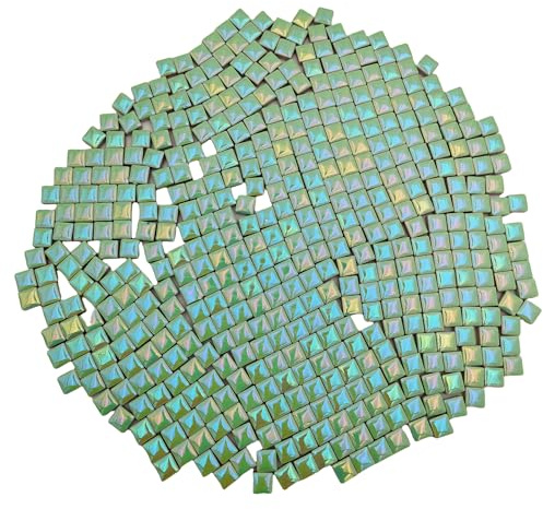 500 g fyrkantiga keramiska mosaikplattor, 500 st 1 x 1 cm handgjorda kreativa mikromosaikdelar för älskare gör-det-själv mosaikprojekt och heminredning (iriserande grön)