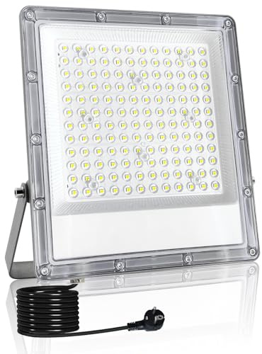 LED strålkastare utomhus 150W, Indmird 15000LM LED strålkastare utomhus 6500K kallvit LED strålkastare IP66 vattentät byggstrålkastare LED strålkastare för trädgård garage sportfält gård hall