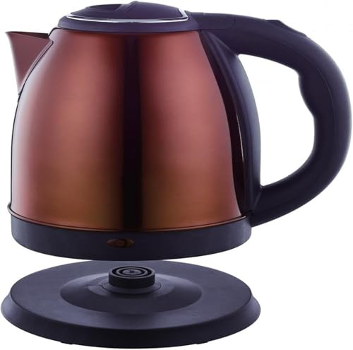 Herzberg, HG5011-COP, Bouilloire électrique 1.8L INOX sans Fil Cuivre, résistance à Fond Plat 1500W, arrêt Automatique, Niveau de Remplissage extérieur, Filtre intégré, Base à 360°