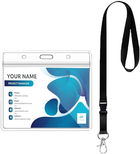 Fhlbestyu 1/2 Set Porta Tarjetas Identificativas Lanyard, Porta Tarjetas Colgante Diáfano, ID Card Badges Holder para Tarjeta Tráfico, Crédito, Escuela, Oficinas