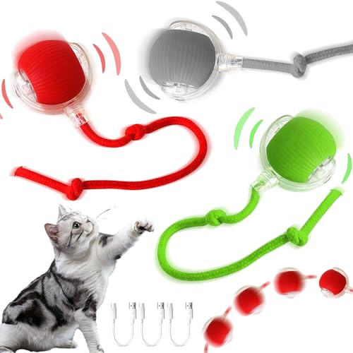 Pelota Automática e Interactiva con Movimiento Rodante - Juguete Eléctrico para Gatos y Perros - 3 Piezas