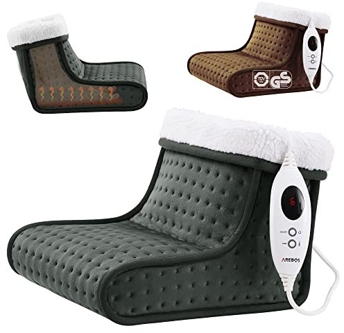 Arebos Fußwärmer mit 6 Temperaturstufen | Fußheizung elektrisch | Abschaltautomatik & Überhitzungsschutz | inkl. LED - Fernbedienung | Micro-Plüsch Material | waschbarer Innenfutter | Anthrazit