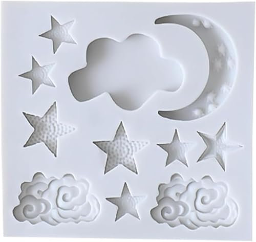 Stampo in silicone 3D per dolci, fondente in silicone, decorazione di luna, stelle, nuvole, per decorazione di torte, fondente, cioccolato