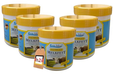h2i Melkfett Pflegecreme | 5 x 250ml | Hautpflege Creme Kälteschutz Körperpflege Baby Balsam Lotion Gel | idealer Schutz für strapazierte Haut