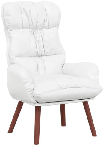 vidaXL Sillón Moderno Blanco de Cuero sintético Diseño ergonómico Estilo Elegante Asiento Interior Sala de Estar Dormitorio Estudio Cómodo y Duradero Ideal para Leer Sillón versátil
