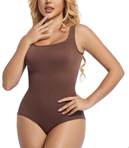 2XK-NOV Body Gainant Femme Ventre Plat - Sans Bretelles Gaine Sculptante Ventre Plat, Épais Body Shaper, Shapewear (Mesurez Le Tour de Taille Avant de Commander)(marron, M)