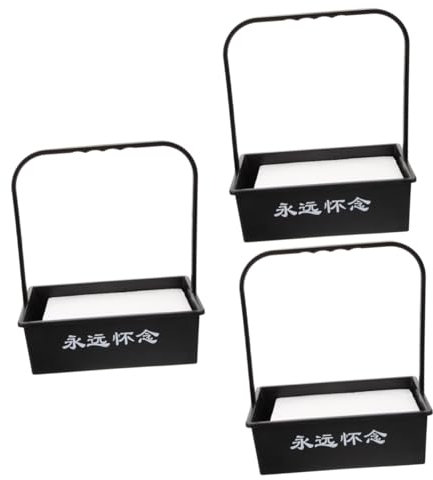 Amosfun 3 Pezzi Fiori con Design Semplice Contenitore per Composizioni Floreali per Funerali e Cerimonie Commemorazione Materiale Resistente e Leggero e Decorazione