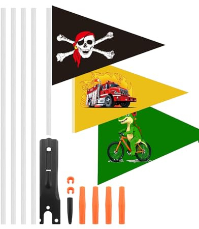FUGLUS 1 Satz Fahrradwimpel für Kinder, Wimpel Fahrrad Kinder, Kinder Sicherheitswimpel Wimpelstange, Sicherheitswimpel mit Befestigungswinkel Fahrradwimpel, Bunt Fahrradzubehör Fahrradfahne