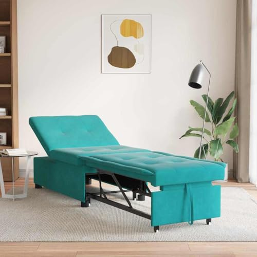 YuuSsea bäddsoffa turkos 67 x 194 x 38 cm, sammetstyg, konvertibel, enkelsäng liggbädd, för litet vardagsrum