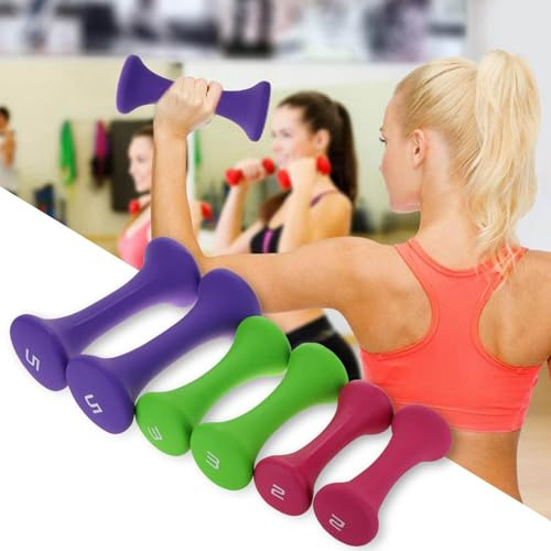 Generic Set Pesi Fitness a Mano Design Ergonomico e Durevole per Allenamento Muscolare e Bodybuilding, 6 Pezzi 2lb 3lb 5lb Supporto per Esercizi per Donne, Pesi Fitness per Allenamento in Palestra a