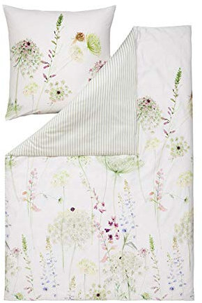 Estella - Juego de ropa de cama reversible, satén, 100 % algodón, verde, 200x200 cm (2x 80x80 cm)