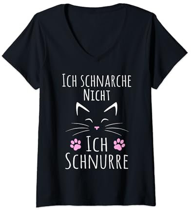 Katze ich schnarche nicht ich schnurre Schlafshirt Damen T-Shirt mit V-Ausschnitt