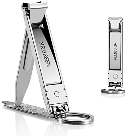 MR.GREEN Collapsible Nail Clippers Small and Thin Portable Travel Nail Scissors Cutter Stainless Steel Manicure Tools with Nail Files (Eco-Packaging)