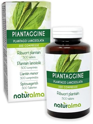 Llantén menor o siete venas (Plantago lanceolata) hojas Naturalma - 150 g - 300 comprimidos - Complemento alimenticio - Natural y Vegano